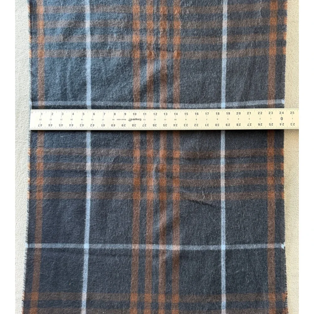 Banana Republic Navy Blue Brown Plaid Oversized Blanket Scarf Shawl Wrap Preppy